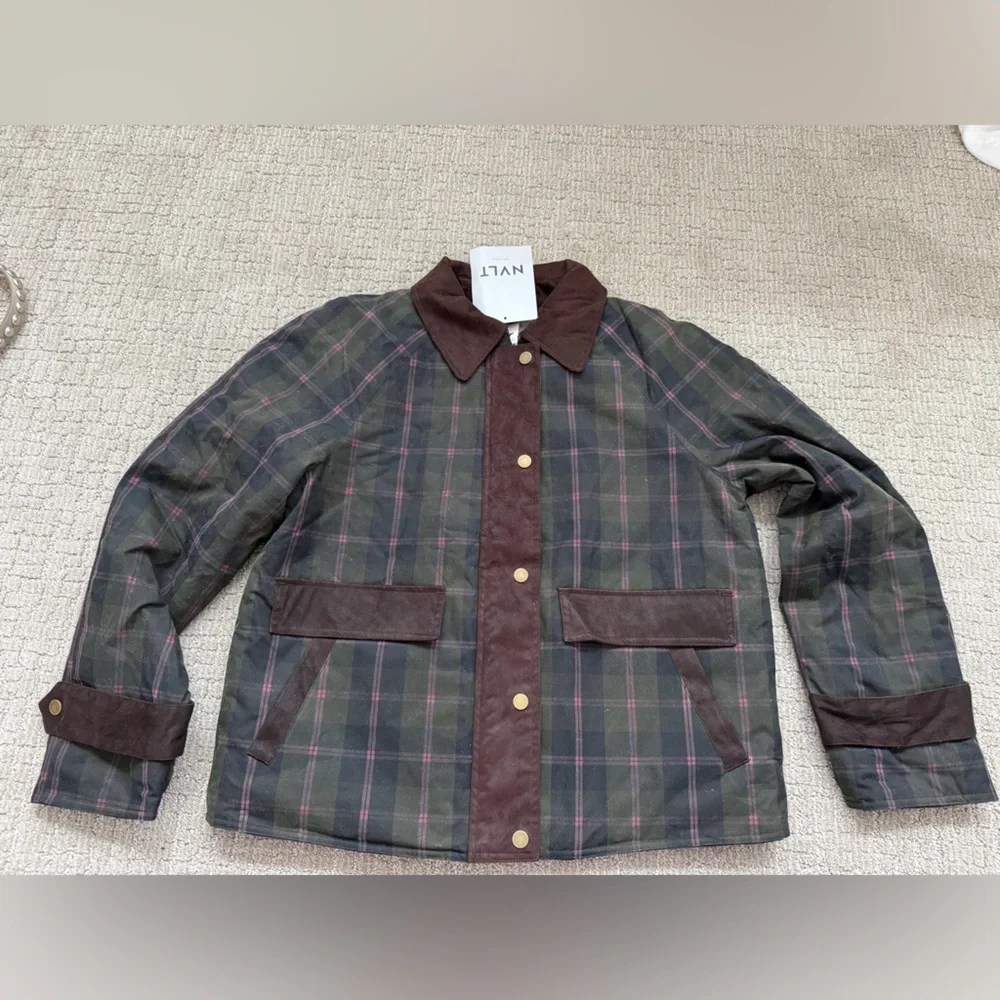 NVLT Anthropologie Waxed - Cotton Plaid Women's Jacket - Picture 5 of 14